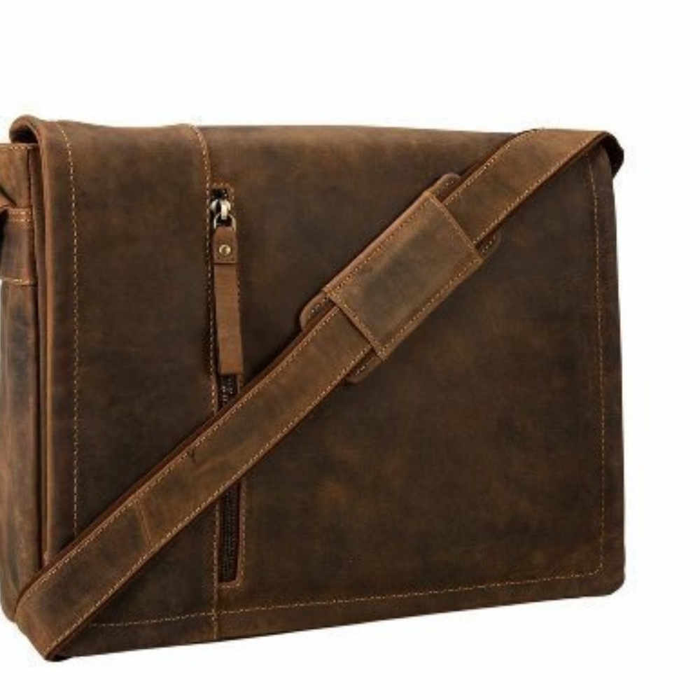 Visconti Distressed Leather Laptop Messenger Bag